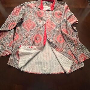 Paisley Button-Up Shirt in Red and Gray